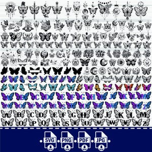 Vlinder SVG-bundel, vlinder PNG-bundel - vlinder Clipart - vlinder SVG-bestanden knippen voor Cricut, vlinder silhouet, vlinder vector