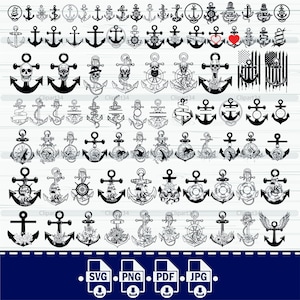 Floral Anker SVG Bundle: Nautische Clipart, Marine Cut Files (Digitaler Download)