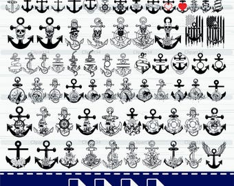 Floral Anchor SVG Bundle: Nautical Clipart, Marine Cut Files (Digital Download)