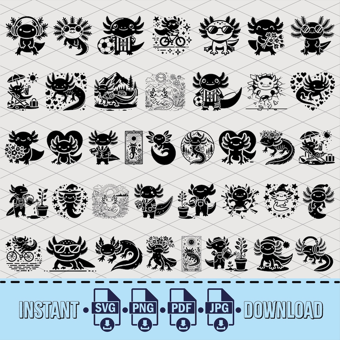 Axolotl SVG Bundle, Funny Axolotl, Floral Axolotlsvg, Axolotl Line Art