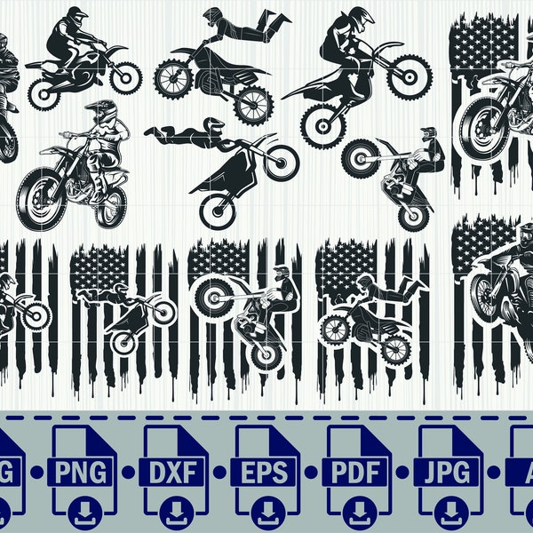 Motocross Rider Svg, Dirt Bike Svg, US Motocros svg cut file for cricut, motocross clipart, commercial use, Instant Download, silhouette,png