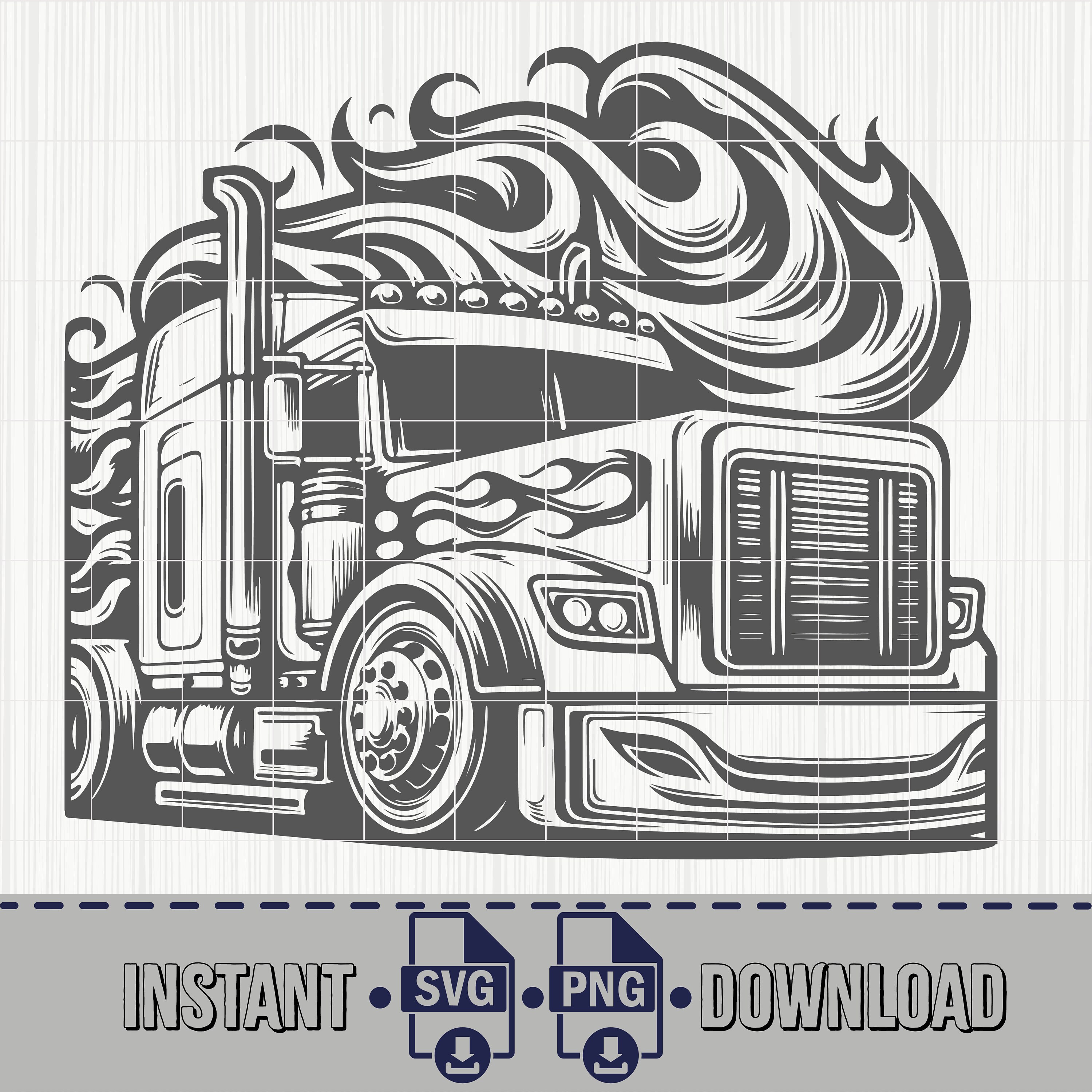 Semi Truck Digital Downloads, Semi Truck Svg, Truck Svg, Big Truck Svg, Semi Truck Stencil ...