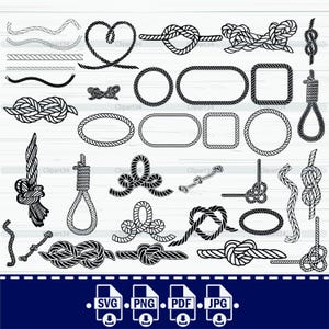 Touw SVG bundel, touw clipart, lasso svg, touw png, touw knoop, touw vector, touw png, touw svg, touw gesneden bestanden, nautische knoop svg, touw cirkel svg