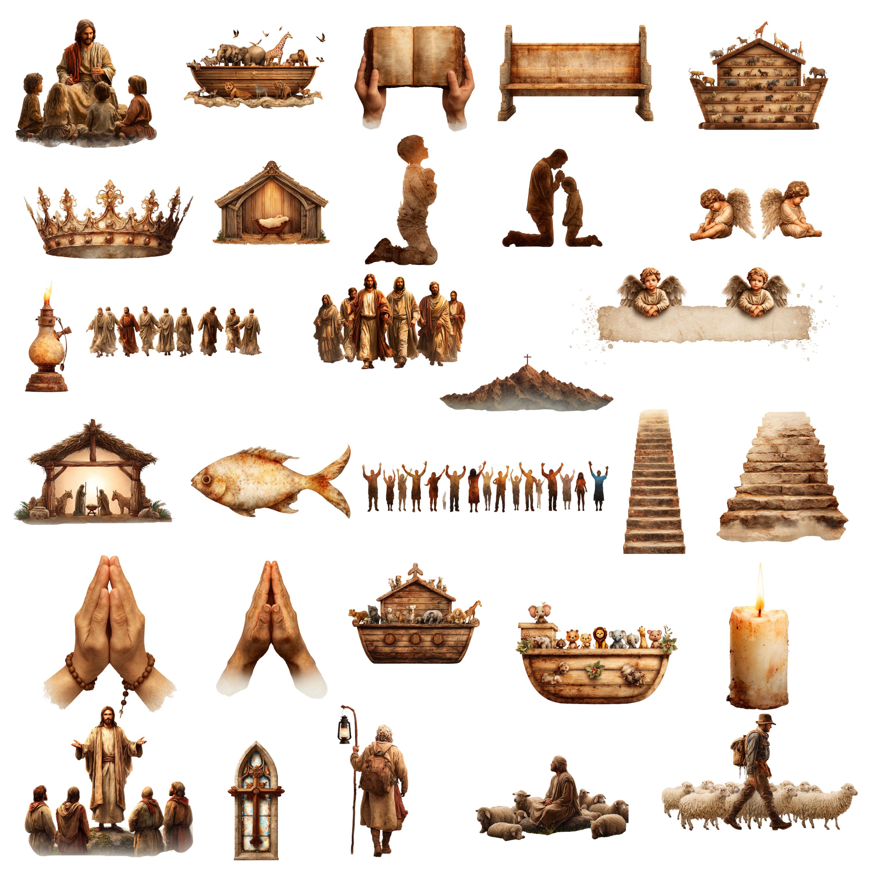 Christian Clipart Bundle, Bible Story PNG Set, Religious Graphics - Etsy