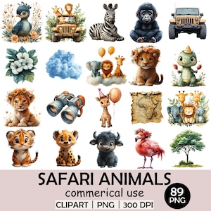 Safari Tiere Clipart - 89 entzückende Safari Illustrationen | 3125 × 3125 px, 300 DPI, Transparente PNG | Kommerzielle & Persönliche Nutzung