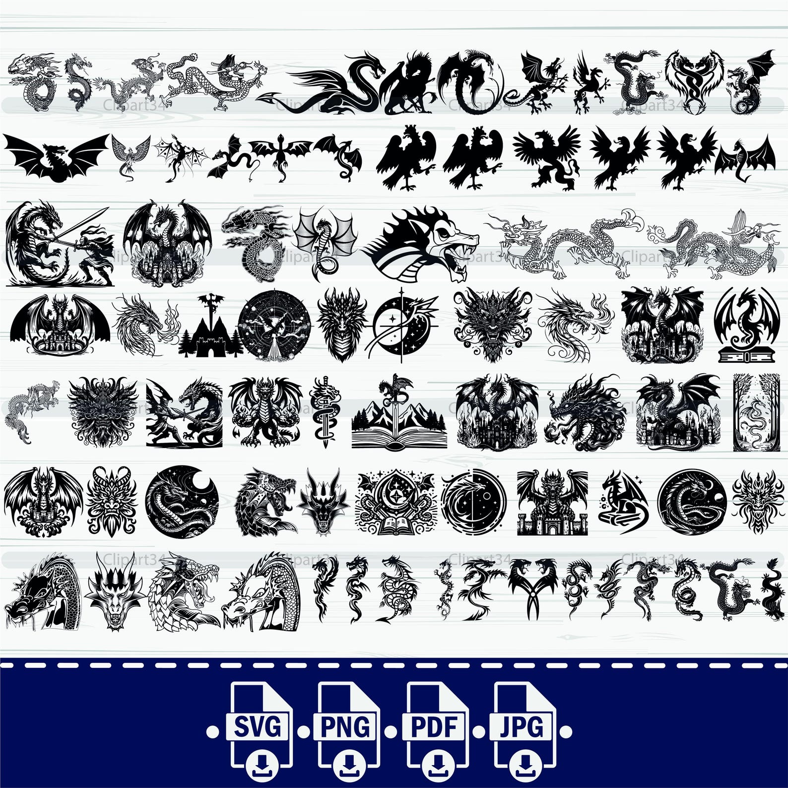 Dragon SVG Bundle, Dragons SVG, Medieval Svg, Fire Dragon Svg, Dragon ...