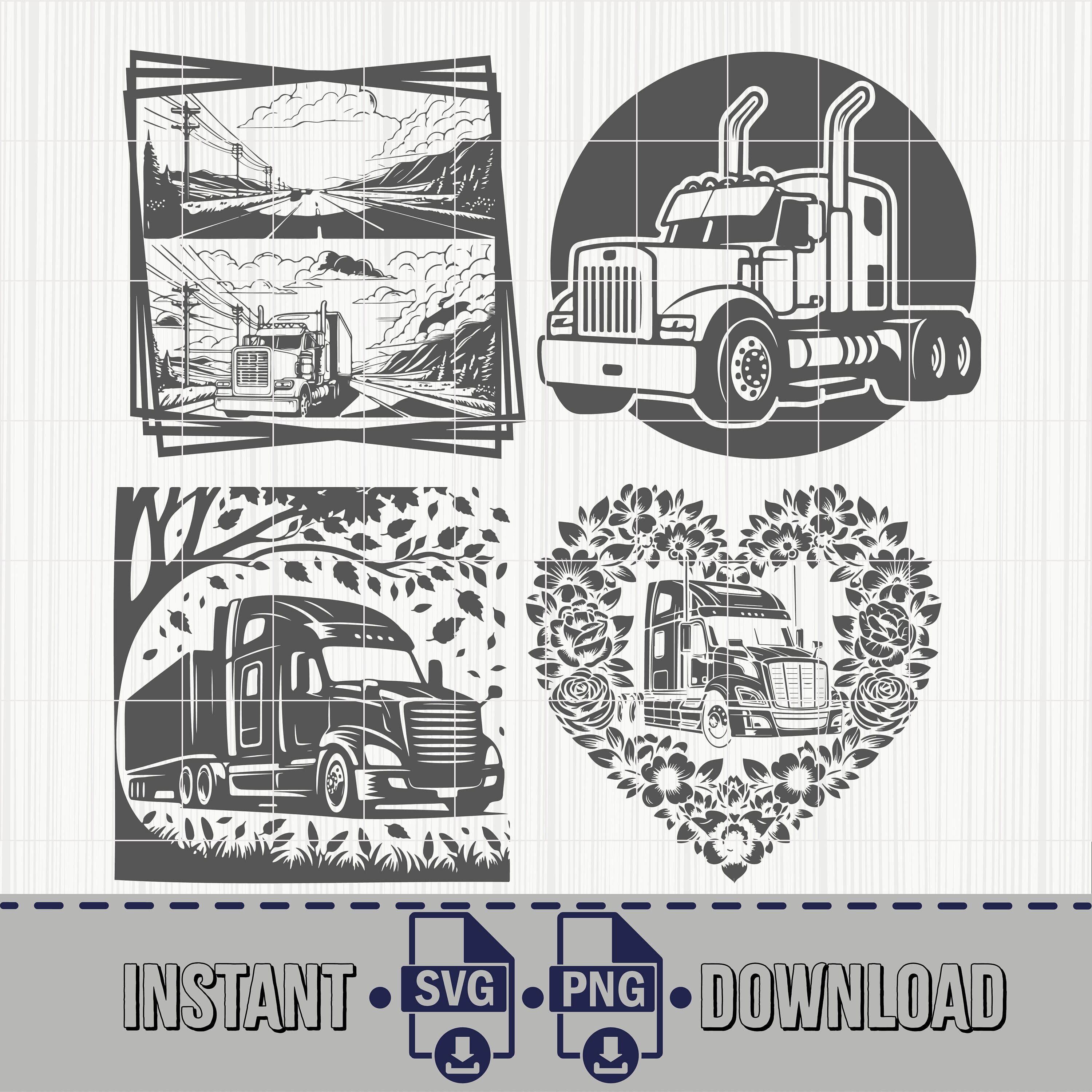 Semi Truck Digital Downloads, Semi Truck Svg, Truck Svg, Big Truck Svg, Semi Truck Stencil ...