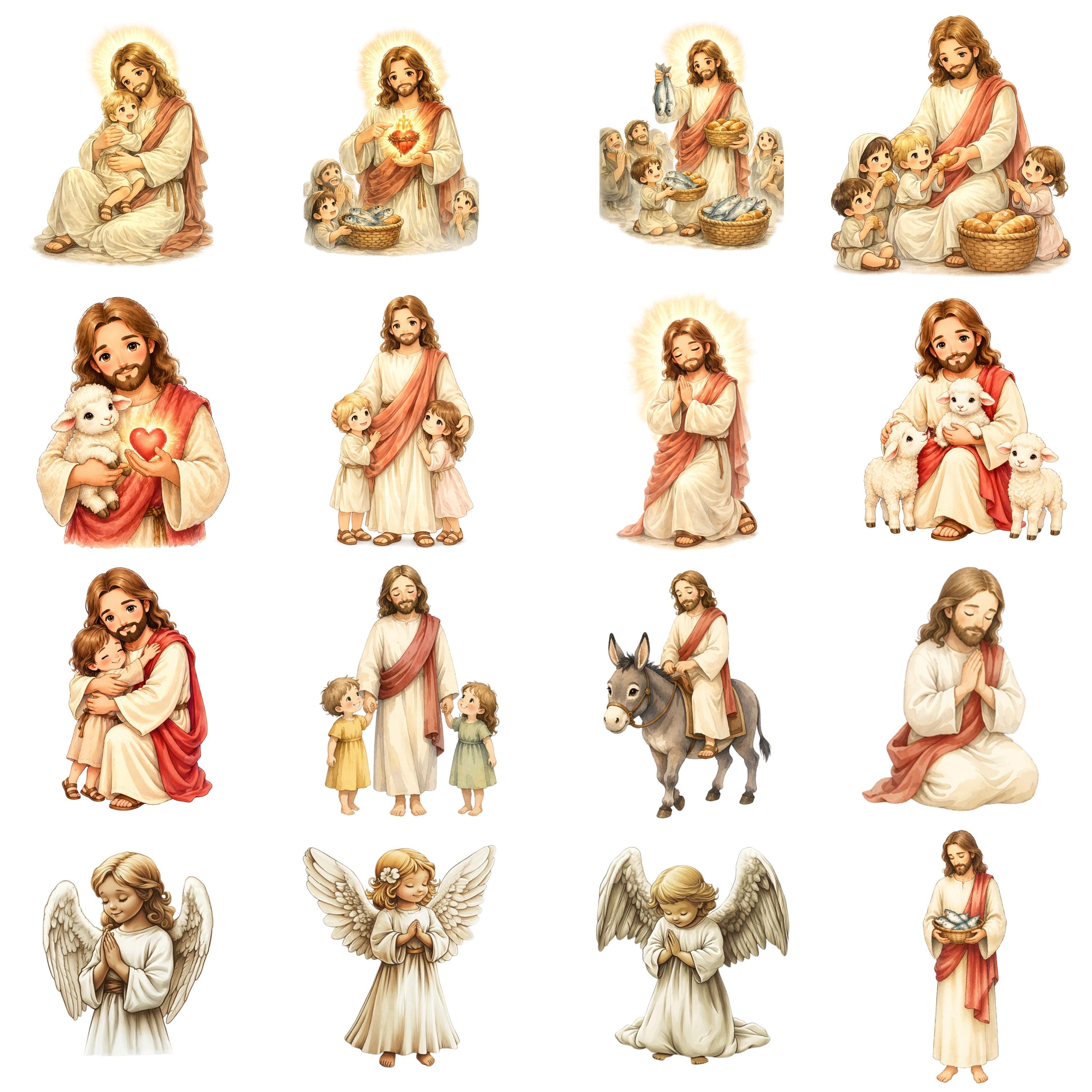 Christian Faith Clipart Bundle, Jesus Watercolor PNG, Bible Elements ...