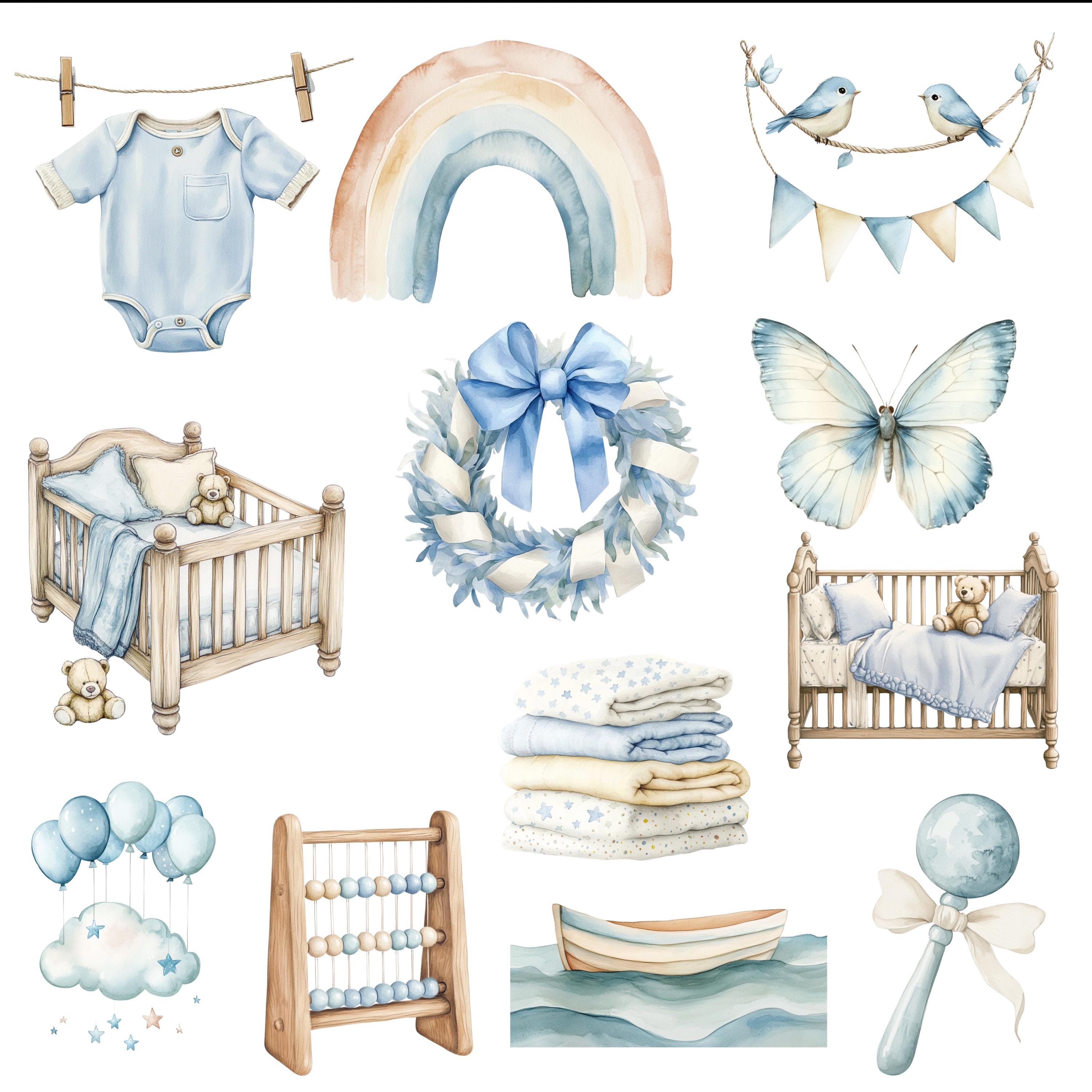 Blue Watercolor Teddy Bear Clipart Set, Baby Boy Nursery (PNG) - Etsy