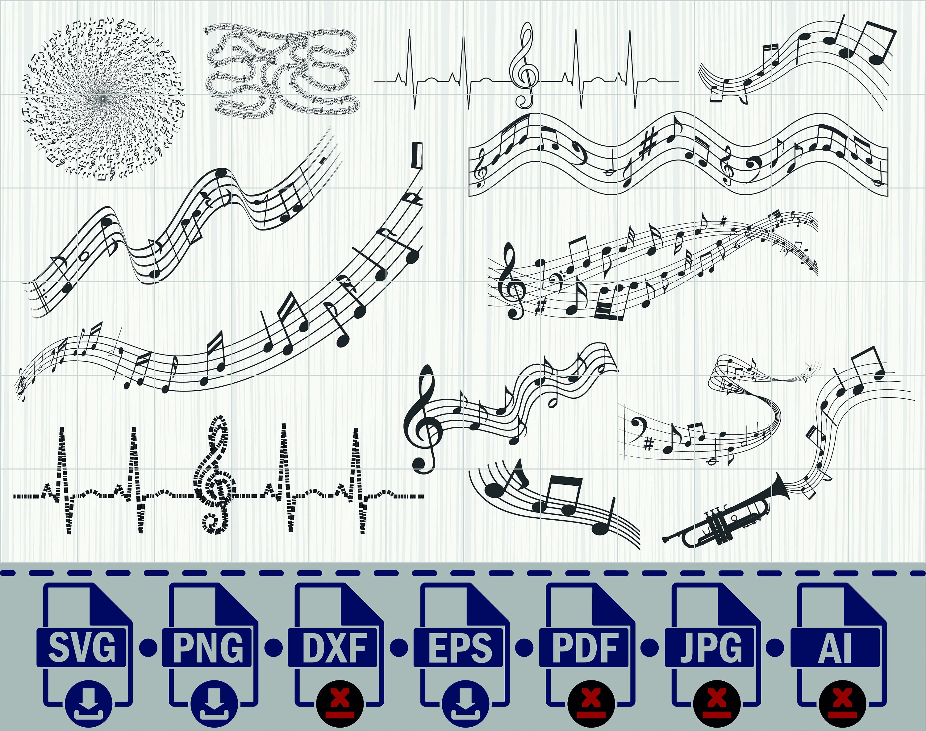 Music Notes SVG Musical Notes Clipart Music Lover Svg Files for Cricut ...