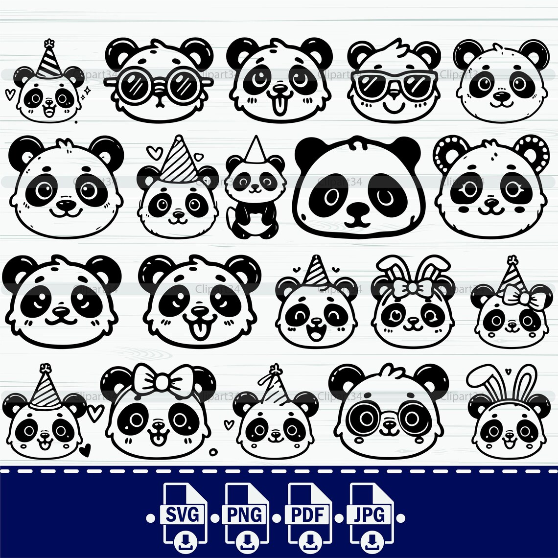 Panda SVG Bundle, Panda PNG Bundle, Panda Clipart, Panda SVG Cut Files ...