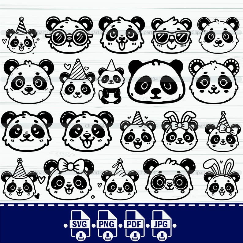 Panda SVG Bundle, Panda PNG Bundle, Panda Clipart, Panda SVG Cut Files ...