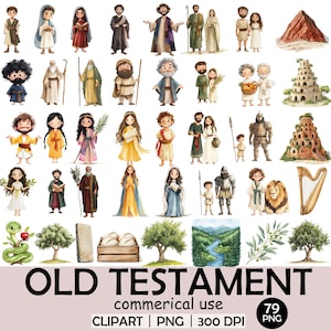 Old Testament Bible Clipart | 79 PNG | Christian Characters & Bible Scenes | 3125x3125 px | 300 DPI | Transparent Background