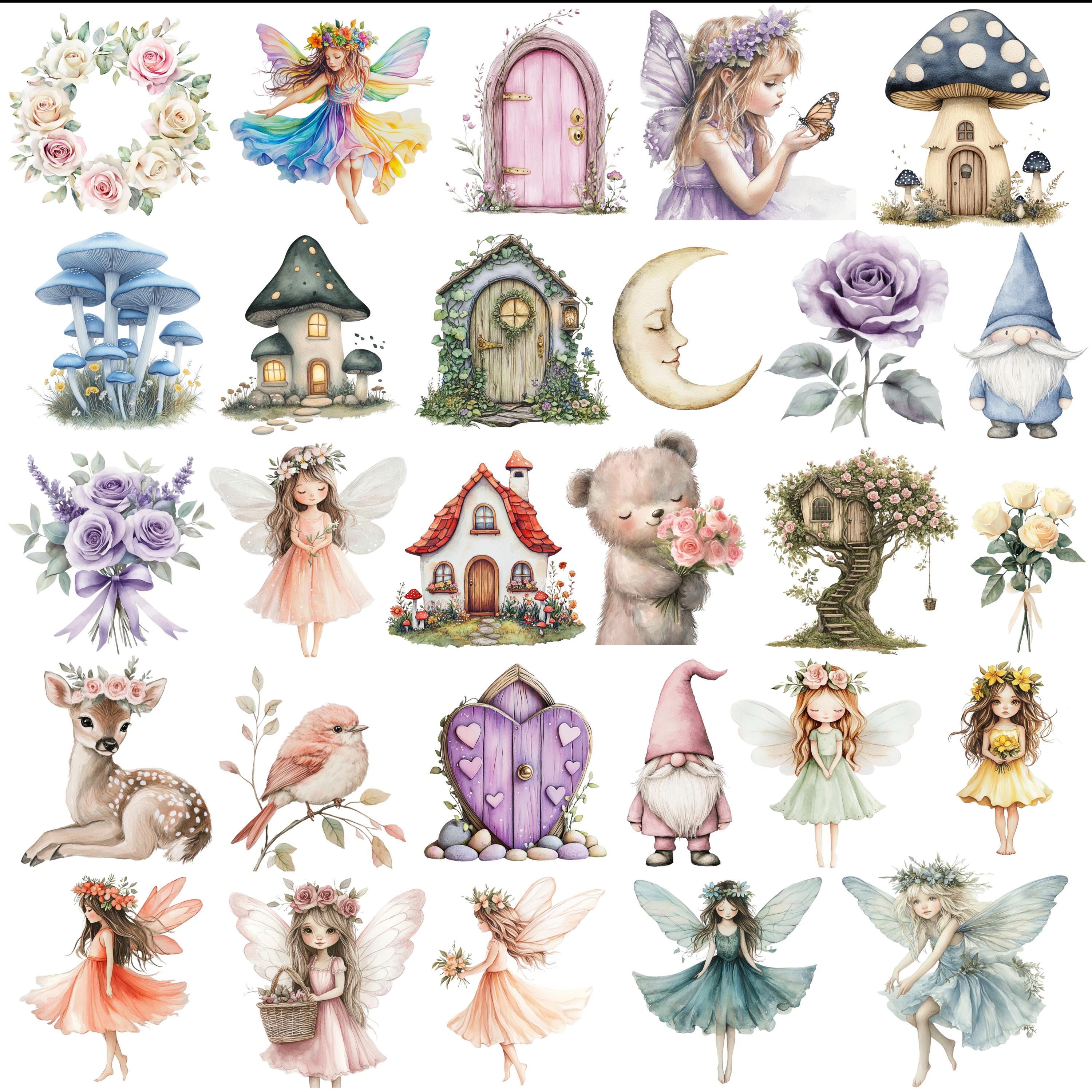 Watercolor Fairies Clipart Bundle, Fantasy Animals PNG (transparent) - Etsy