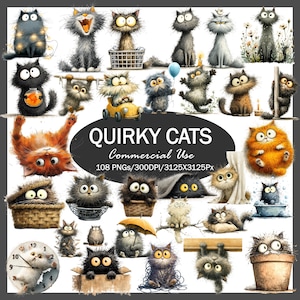 Funny Cartoon Cat Clipart | 108 PNG Designs, Commercial Use