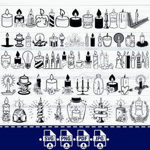 Geburtstagskerzen bündeln geschnittene Dateien und ClipArt, Kerze svg bündeln, Kerze Silhouette, Kerze Vektor, Kerze Kerzen, sofortiger Download, Png