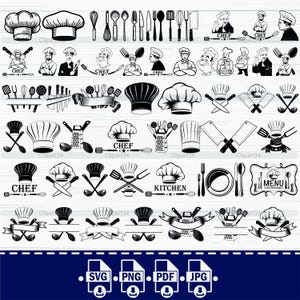Chef SVG PNG Bundle, Baking svg Bundle, Cooking svg Bundle, Baker svg Bundle, Chef Tools Svg, Chef Silhouette Clip Art