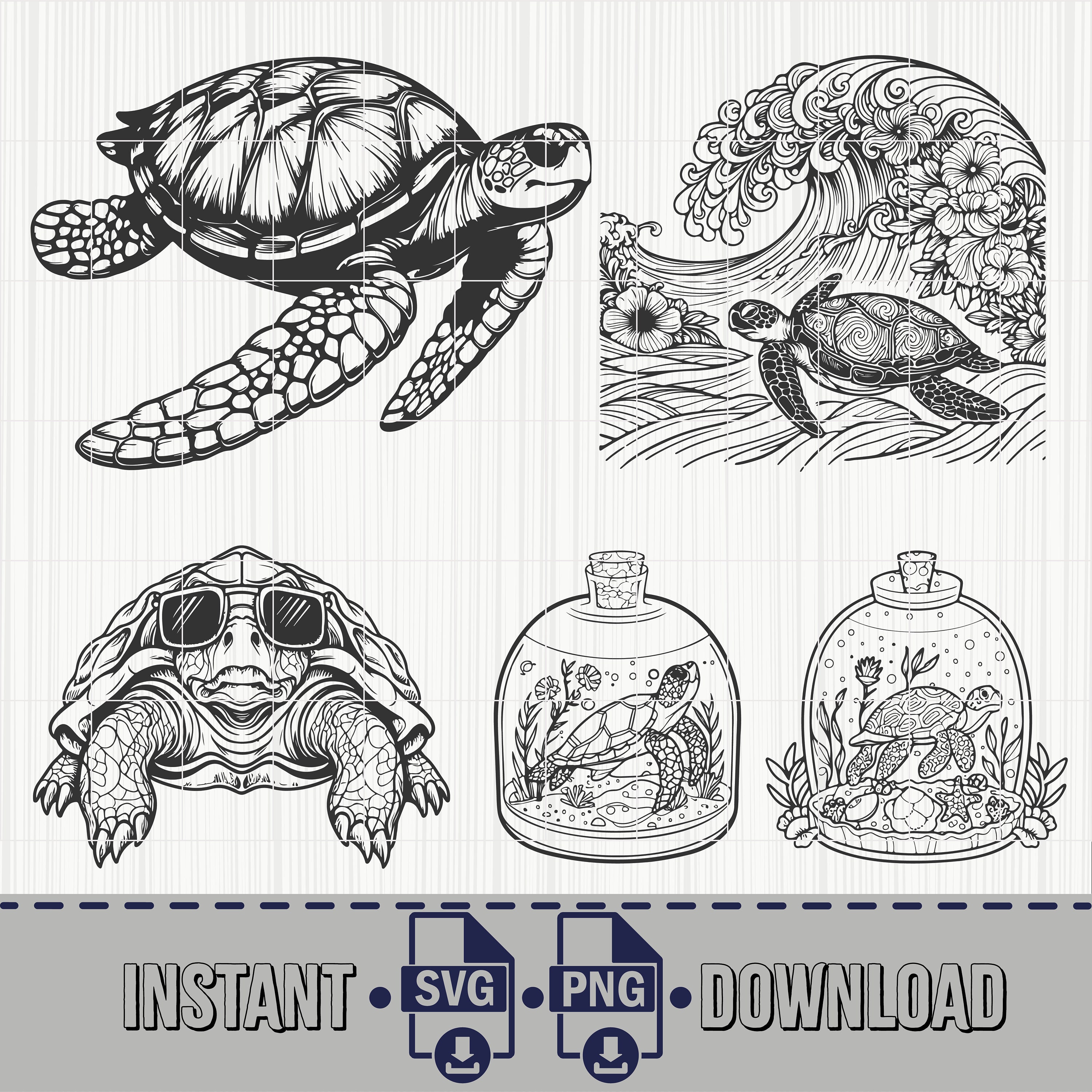 Turtle Svg Cut File for Cricut, Sea Turtle Clipart, Turtle Vector