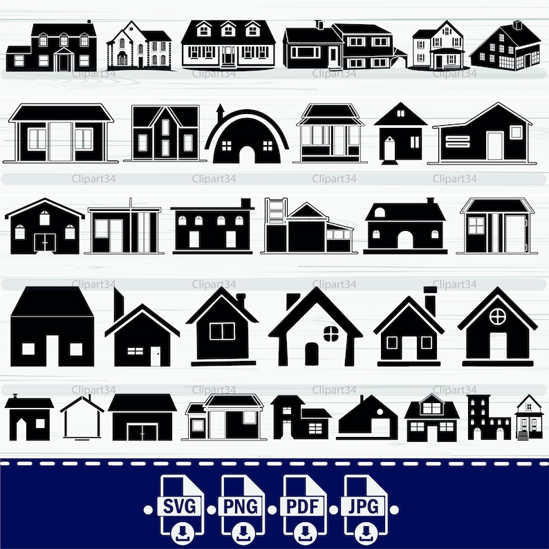 House Silhouette SVG Bundle: Home Clipart (digital Download) - Etsy
