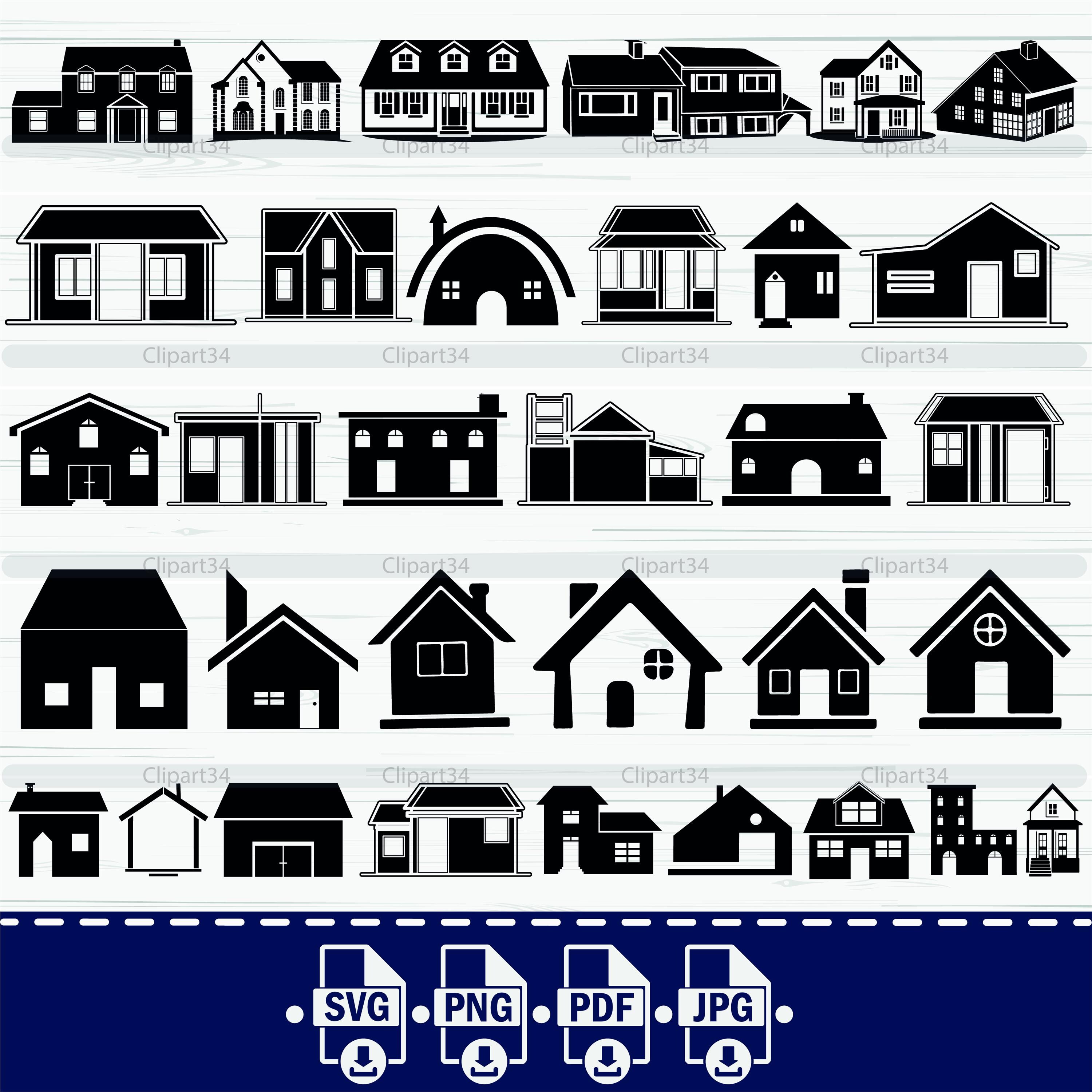 House Silhouette SVG Bundle: Home Clipart (digital Download) - Etsy