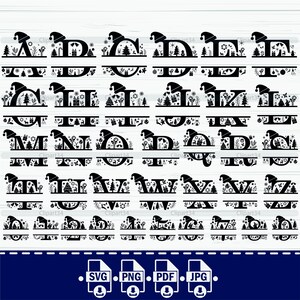 Weihnachten Split Alphabet SVG, Weihnachtsmonogramm SVG, Weihnachtsmütze Weihnachtsbuchstaben, A-Z Buchstaben svg für Cricut, Familienname