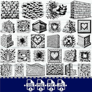 Brick Wall Silhouette, Brick Wall SVG, Brick Svg, Wall Svg, Brick Pattern Background SVG cut file,Brick Wall Pattern Cut Files