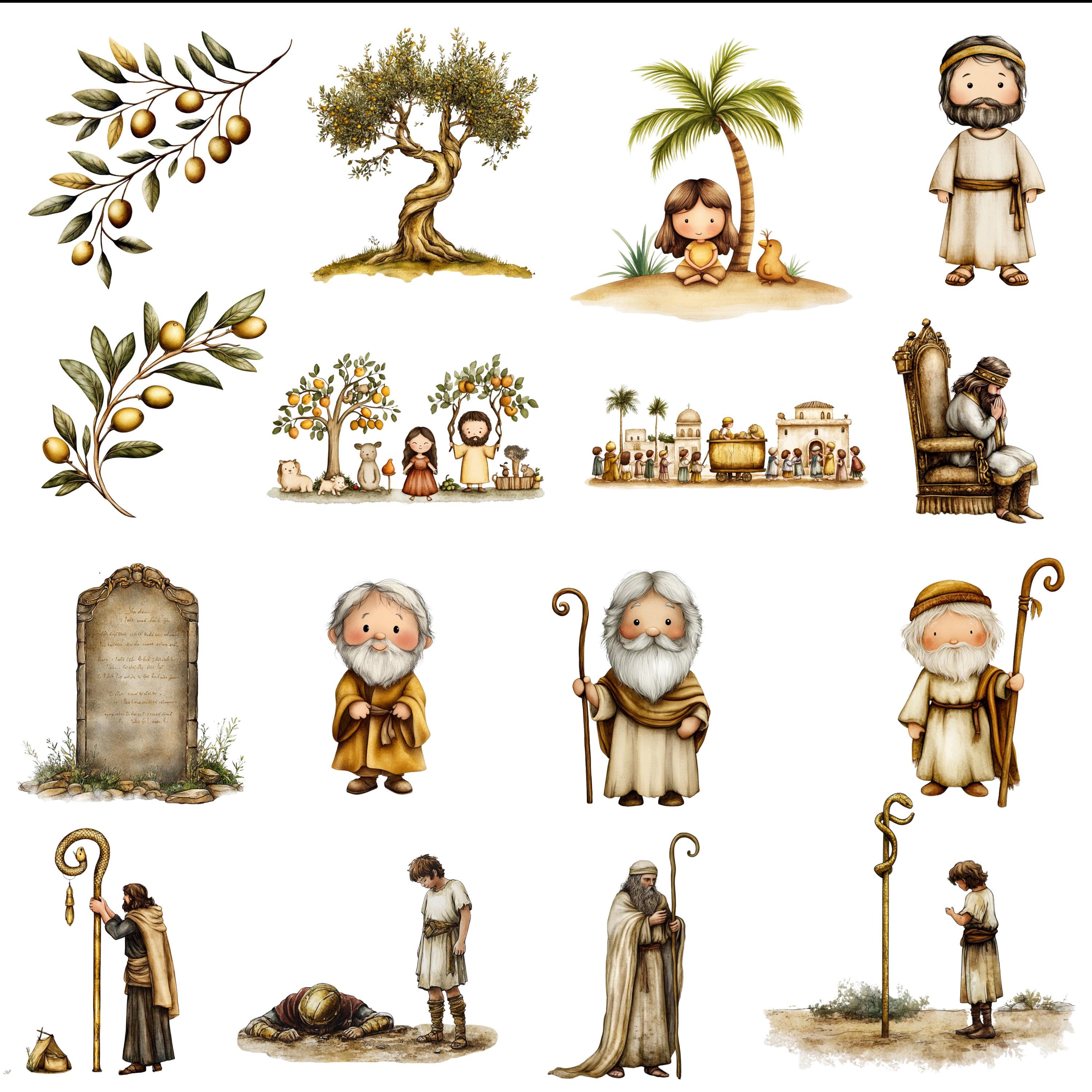 Christian Kids Clipart Bundle, Bible Story PNG Graphics (95 Files) - Etsy