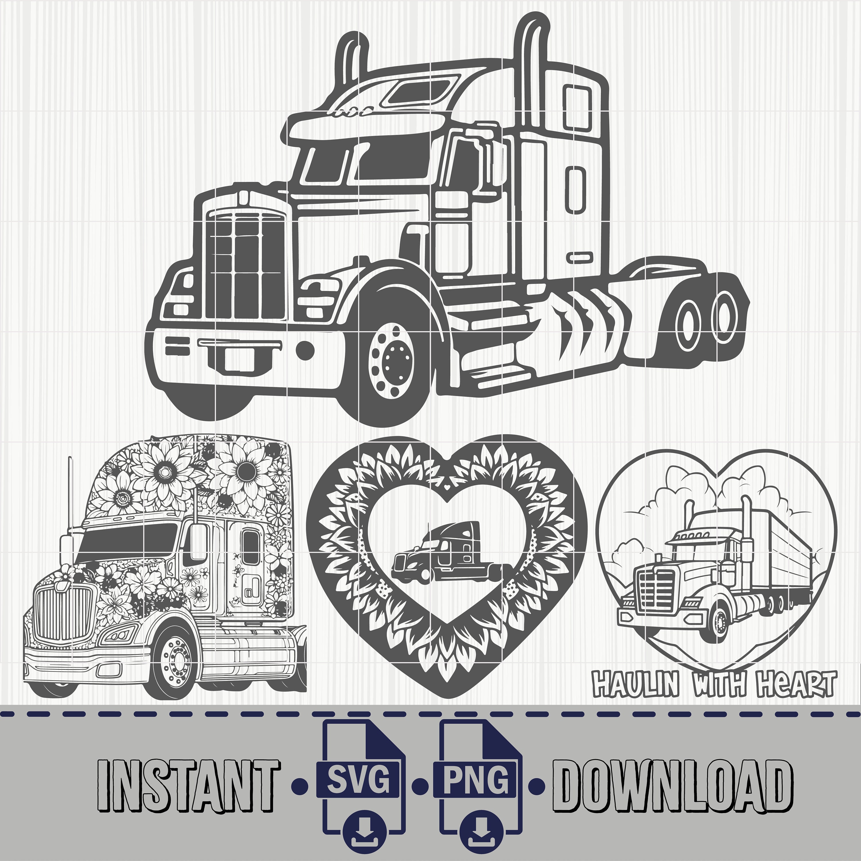 Semi Truck Digital Downloads, Semi Truck Svg, Truck Svg, Big Truck Svg, Semi Truck Stencil ...