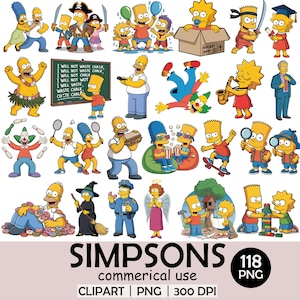 The Simpsons Clipart Bundle | 118 PNG Files | 300 DPI | Commercial Use | Simpsons Family Characters | 3125x3125 px