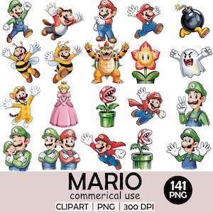 Retro-inspiriertes Spiel Clipart - 141 PNG Bundle, Aquarell-Stil, transparenter Hintergrund, 300 DPI