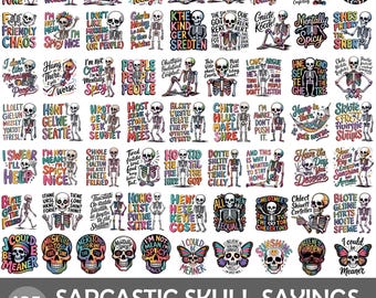 Sarcastic Skull Sayings PNG Clipart Bundle, Funny Quotes