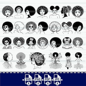 Afro Woman SVG, Afro Girl Svg, Afro Queen Svg, Afro Lady Svg, Curly Hair Svg, Black Woman, For Cricut, For Silhouette, Cut Files, Pdf, Png,