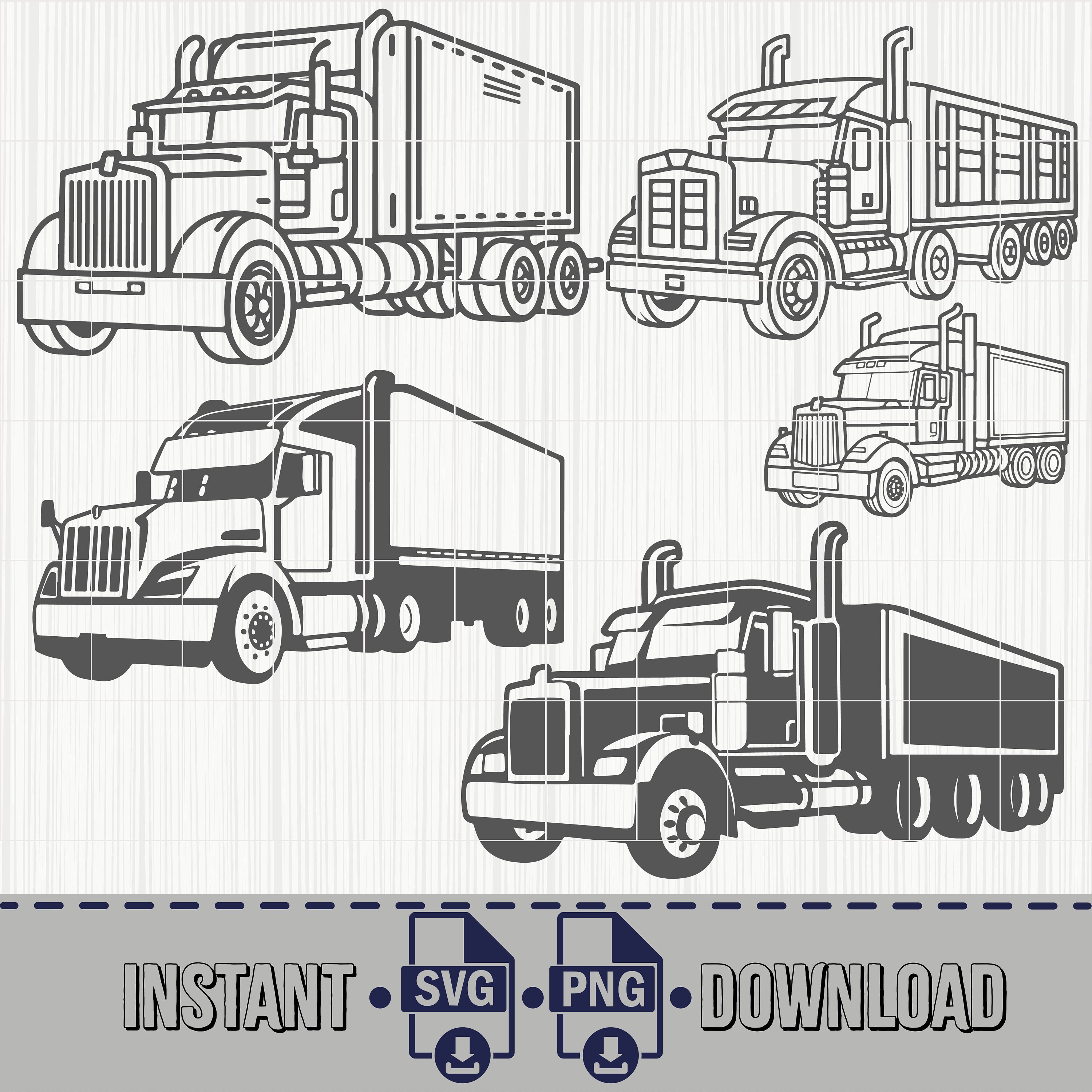 Semi Truck Digital Downloads, Semi Truck Svg, Truck Svg, Big Truck Svg, Semi Truck Stencil ...