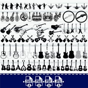 Gitaar Svg-bundel, Guitar Note Svg, elektrische gitaar Svg, muziekliefhebbers, akoestische gitaar svg, gitaar PNG-bundel, gitaar Clipart