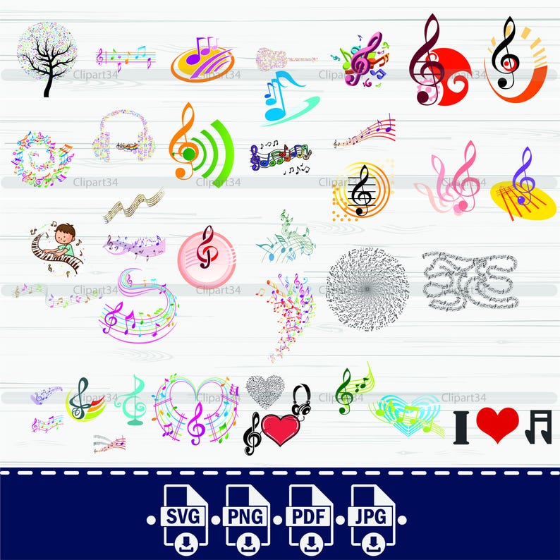 Music Notes SVG Musical Notes Clipart Music Lover Svg Files for Cricut ...