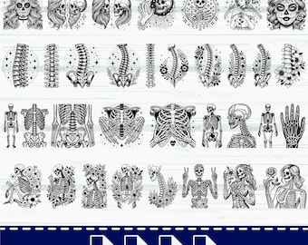 Floral Skeleton Anatomy SVG Bundle: Halloween Clip Art (Digital Download)