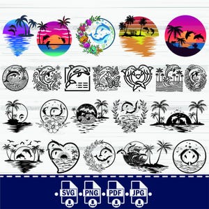 Delphin SVG-Bundle, Delphin Cricut, Ozean Szene Dekor, Delphin Vektor, Delphin Schnittdateien, Delphin Clipart, Meeresleben svg, Vektor