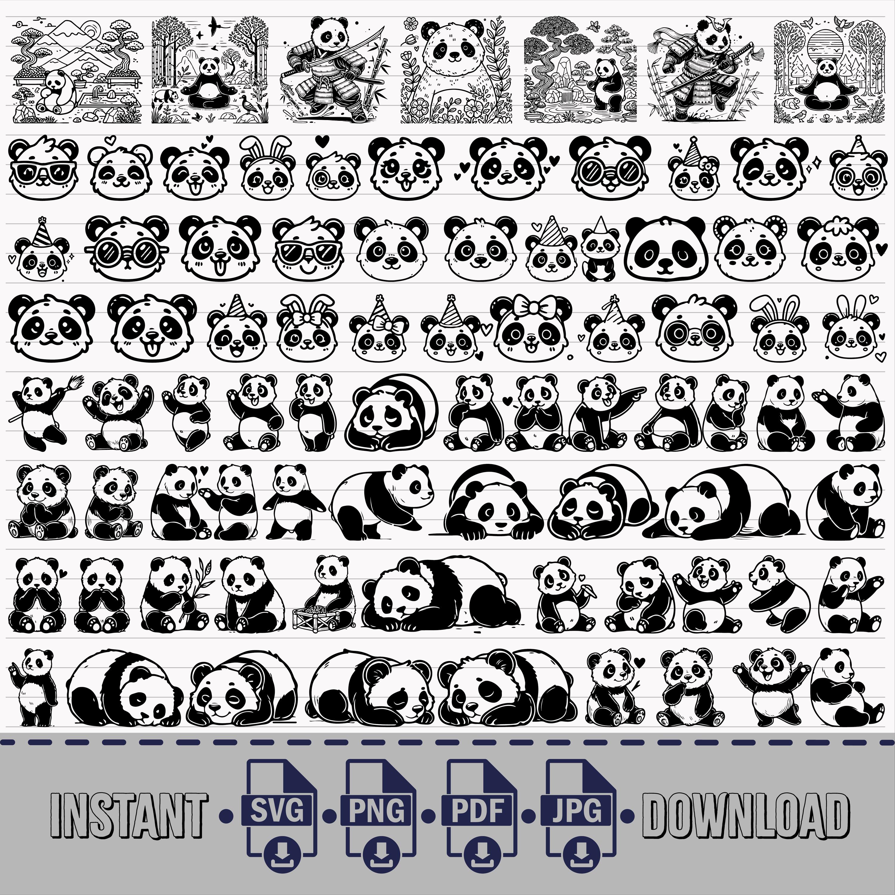 Panda SVG Bundle, Panda PNG Bundle, Panda Clipart, Panda SVG Cut Files ...