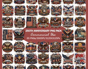 250th Anniversary PNG Bundle, Patriotic USA Clipart Pack, Semiquincentennial Eagle Designs, American Freedom Sublimation, 1776 2026 Vintage