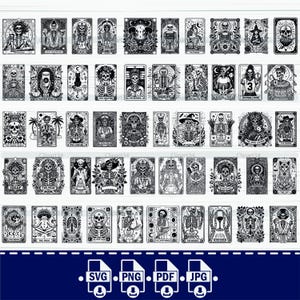 Paquete de camisetas con cartas del tarot SVG PNG, divertidas cartas del tarot svg, sublimación del tarot, divertido tarot PNG, esqueleto del tarot, tarot de brujas, vector, pdf