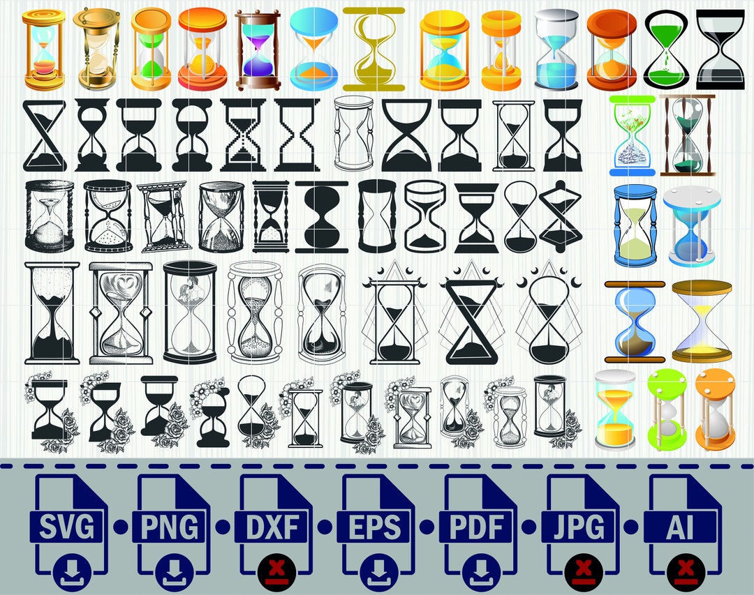 Hourglass Svg Bundle, Flower Hourglass SVG, Mystical Hourglass Svg