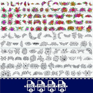 Flower svg bundle, floral arrangement svg, floral svg, wildflower svg, floral border svg, bouquet svg, flower border svg, flower png, plants