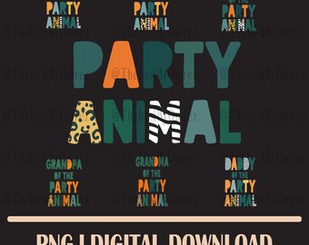 PNG de cumpleaños de animales de la selva: diseños de camisetas familiares a juego (descarga digital)