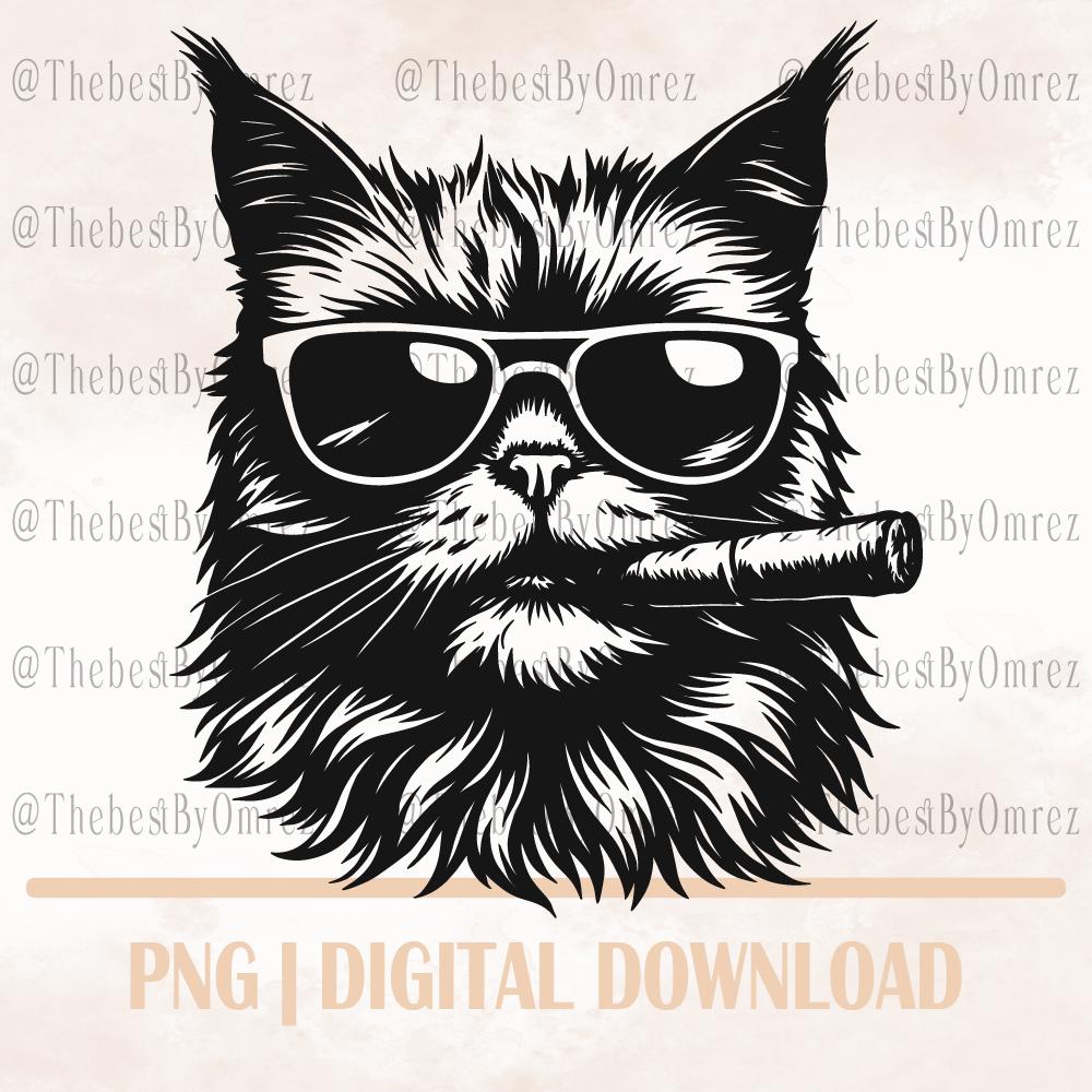 cat with sunglasses and cigarette Cat Cigar