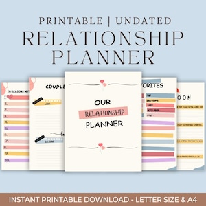 Couples Planner, Relationship Planner Printable, Relationship Journal, Anniversary Gift, Couples Goals, Relationship Goals, Couples Journal