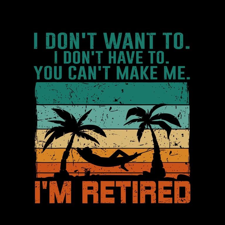 Funny Retirement Slogan PNG: Tropical Beach Design (Digital Download)