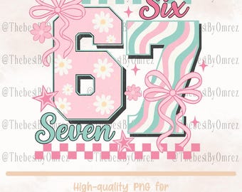 Six Seven Coquette Bow PNG, Viral Internet Joke (Digital Download)