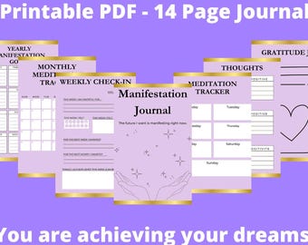 Manifestation Journal Printable, 14-Page Law of Attraction Workbook for Goal Setting & Mindset (Digital Download)