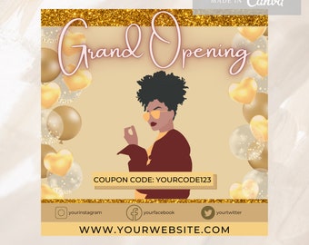 Grand Opening Flyer Template, Editable Canva Template for Small Business Launch (Digital Download)
