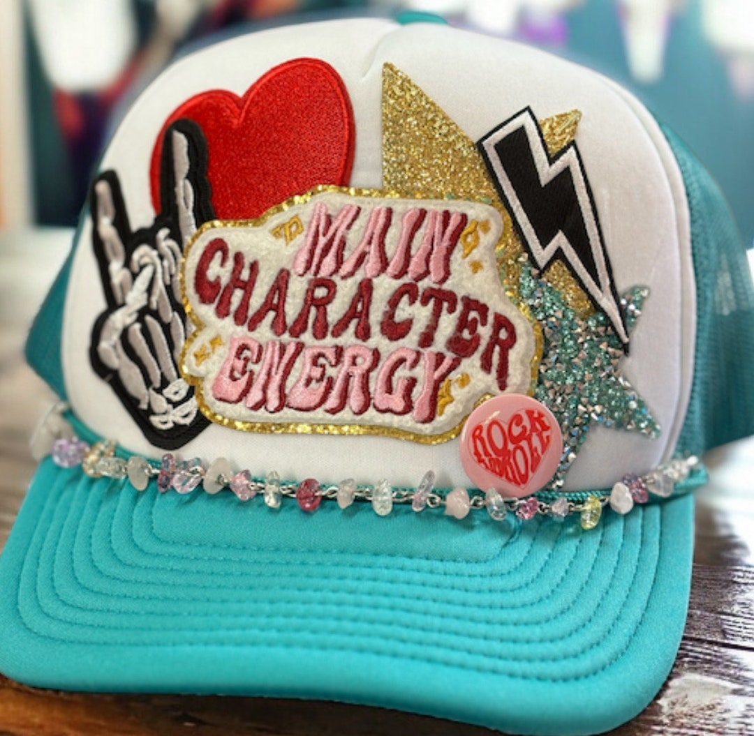 Custom Embroidered Trucker Hat - Add Your Text Or Logo, Snapback, Mesh Back, Blue & White, Large-X-Large - View #4